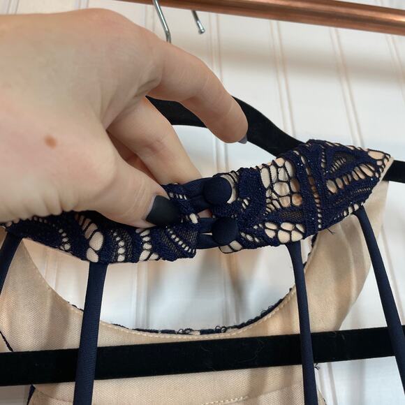 B Darlin Navy Blue Lace Strappy Halter Glitter Fit & Flare Dress Junior's 7/8 - Picture 6 of 9